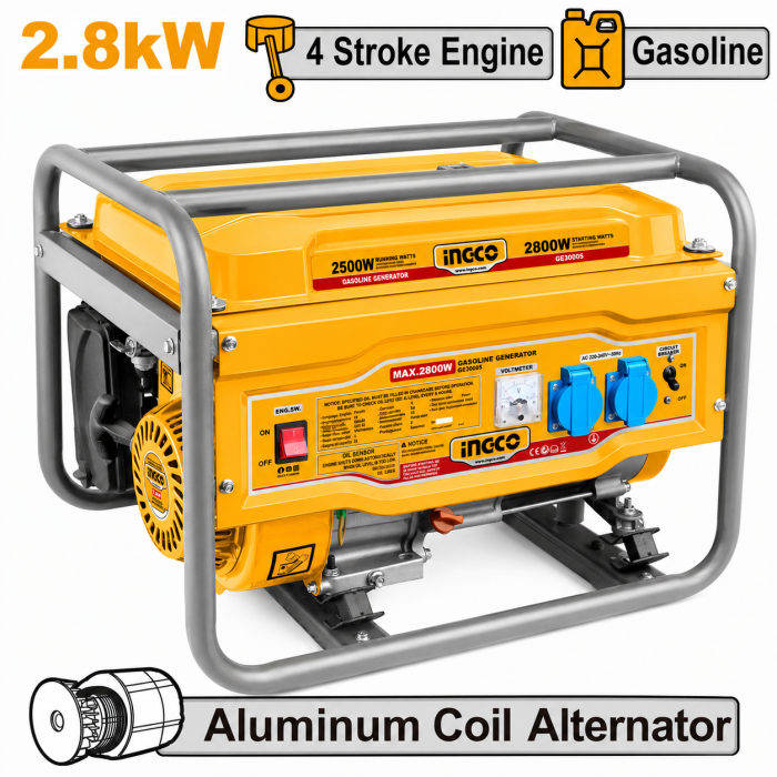Generador de Gasolina INGCO 2.800 w. 