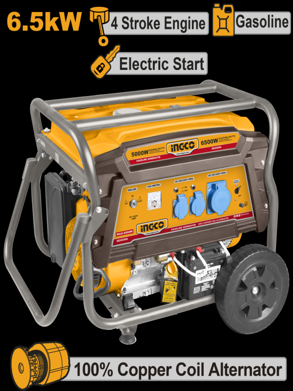 Generador de Gasolina Ingco 6.500 w. 