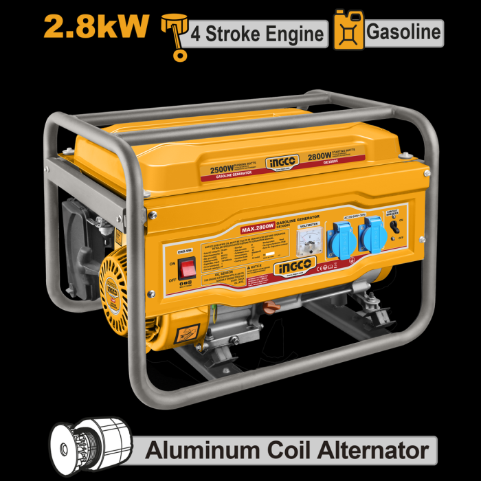 Generador de Gasolina INGCO 2.800 w. 