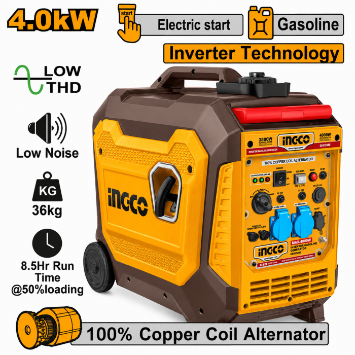 Generador de Gasolina Ingco Silencioso 4.000 w.