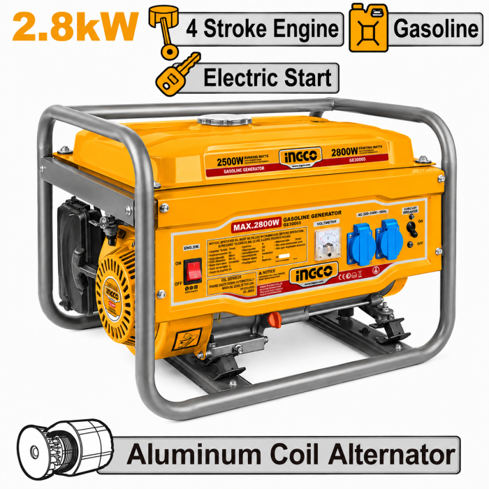 Generador de Gasolina INGCO 2.800 w. 