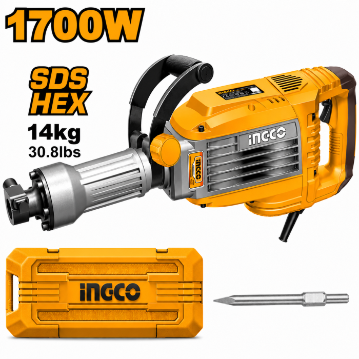 Martillo Demoledor 14 KG. SDS HEX. 1700w INGCO 