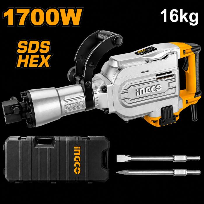 Martillo Demoledor 16 KG. SDS HEX 1700w. INGCO