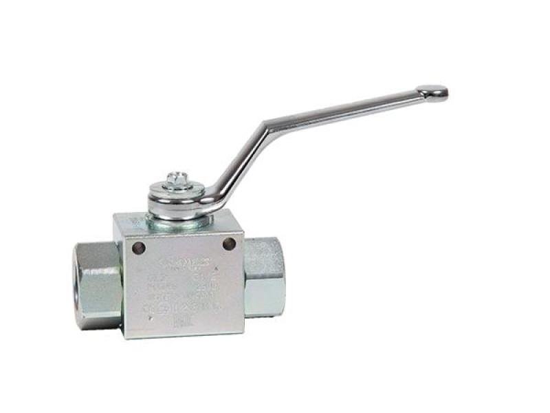 VALVULA GE2 CUERPO ACERO 2 VIAS CON TALADROS ROSCA BSP BOLA/EJE INOX JUNTAS PTFE