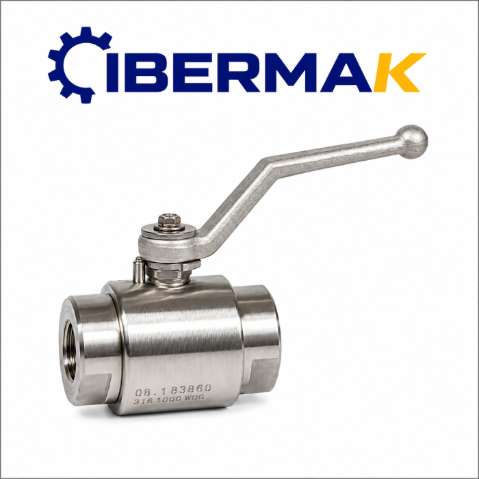 VALVULA GM 2 VIAS REDONDAS INOX F/304 PASO TOTAL ROSCA BSP JUNTA POM MANETA INOX