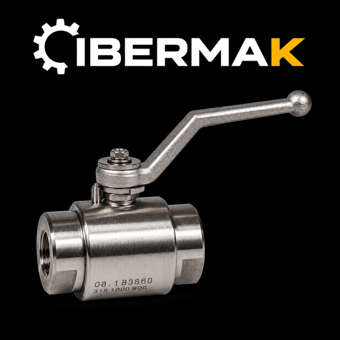 VALVULA GM 2 VIAS REDONDAS INOX F/304 PASO TOTAL ROSCA BSP JUNTA POM MANETA INOX