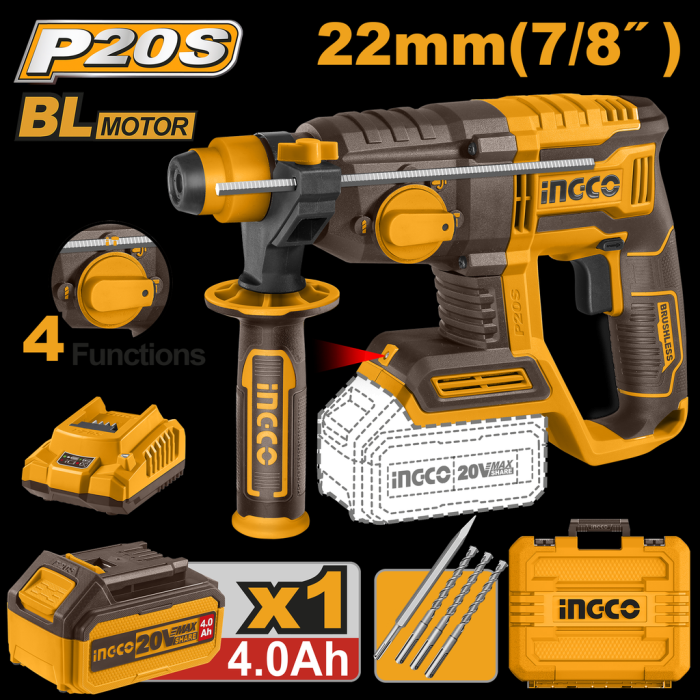 MARTILLO COMBINADO DEMOLEDOR 22 mm 20 V INGCO 
