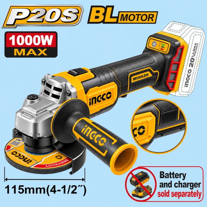 AMOLADORA 115mm 1000W 20 V  INGCO 