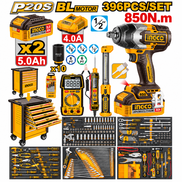 CARRO TALLER INGCO 396 PIEZAS